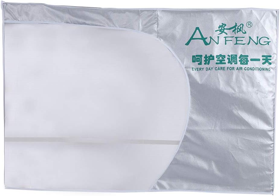 Housse De Climatiseur Extérieur, Bâche Anti Pluie Avec Ventilation Couverture Plus Épaisse Imperméable Anti Poussière Neige Utiliser Climatiseur Sans Enlever Couverture (1.5p), Polyester, Argent