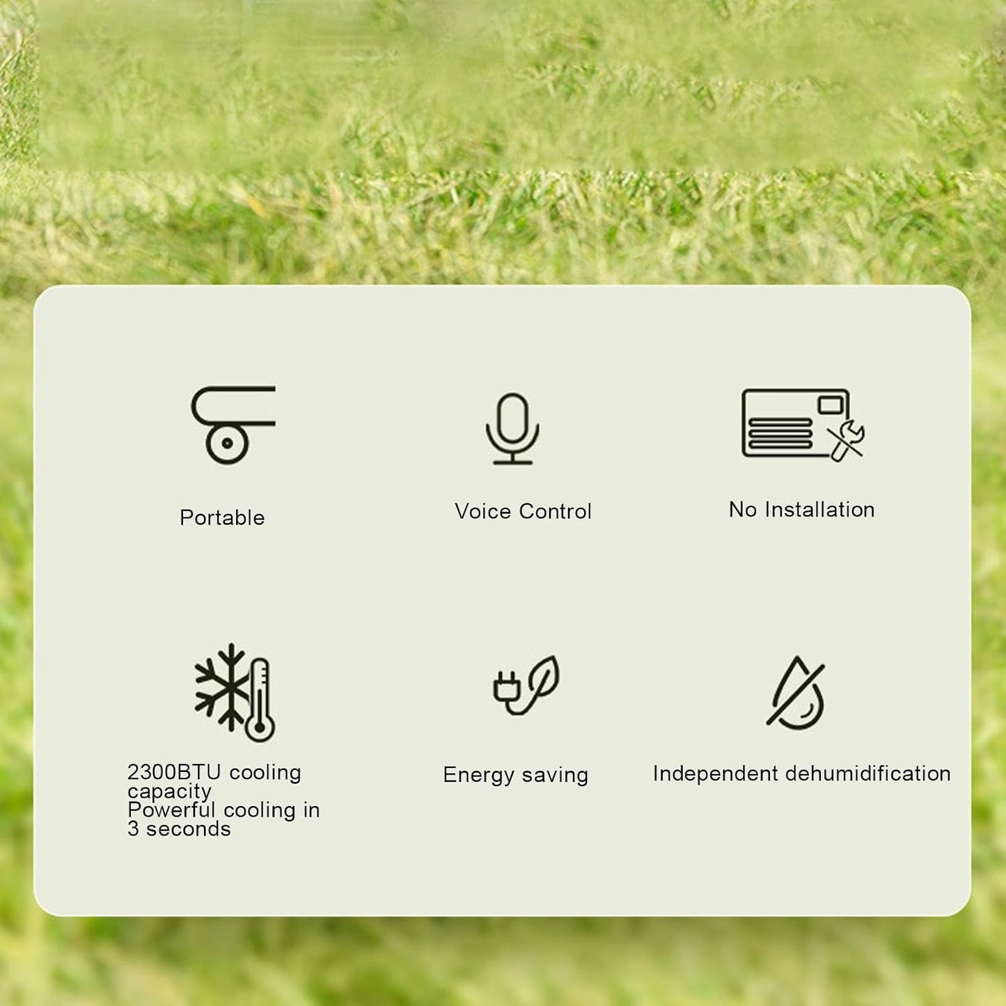 Climatiseur Portable, Camping AC 2300 BTU Avec Commande Vocale En Anglais Et Télécommande Pour Tente De Camping-car, Utilisation En Extérieur, Léger, économie D'énergie, Faible (Prise UE 220V)
