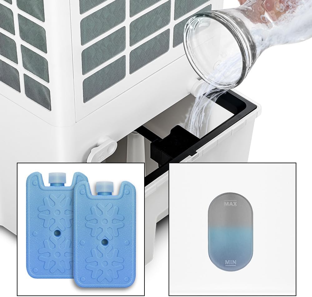 TROTEC Rafraîchisseur D'Air 4-en-1 PAE 31 - Technologie Turbospin 1000 M³/h, Portée 10m, Refroidisseur, Ventilateur, Humidificateur Et Purificateur, Réservoir 6L, Oscillation 360°, Jusqu'à 26 M²