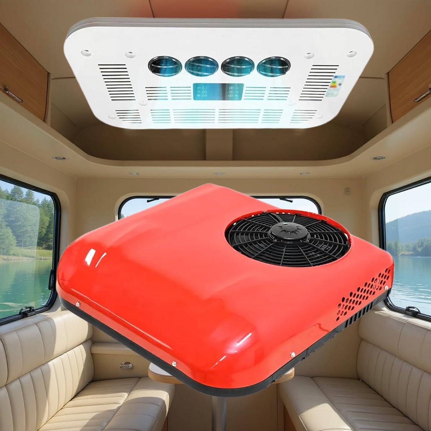 GENERIC Climatiseur De Toit CC Pour Camping-car, Camion Et Camping-car Avec Télécommande Et Affichage De La Température, Refroidissement Efficace Ultra Silencieux, Compatible 48 V/60 V/72 V