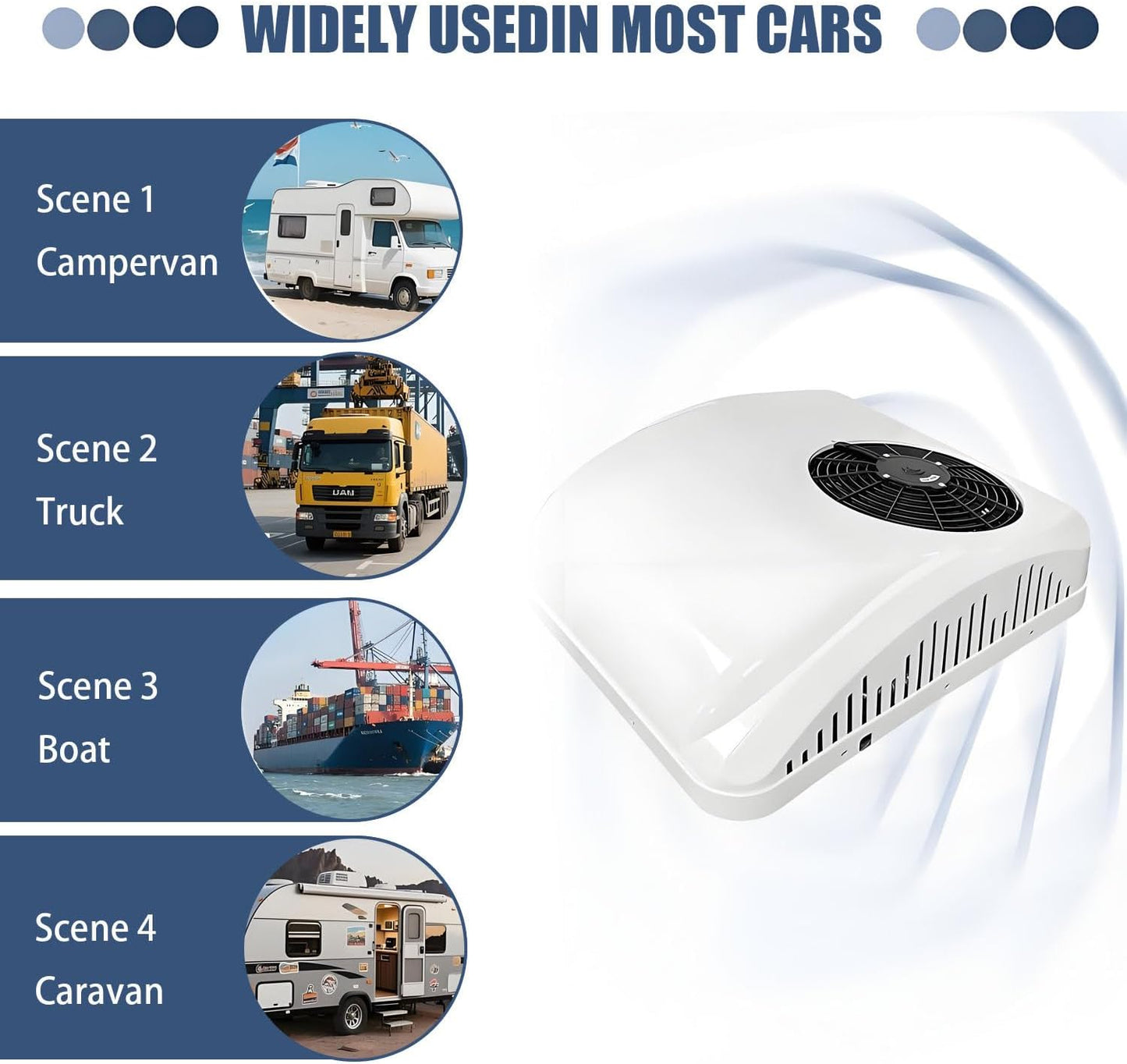 Unité De Climatisation De Toit Pour Camions RVs, 8800BTU Chauffage De Refroidissement, Inverseur Tech Quiet ≤45dB, Télécommande, Carrosser En ABS Durable Pour Camping-cars Vans Machines De Constructio