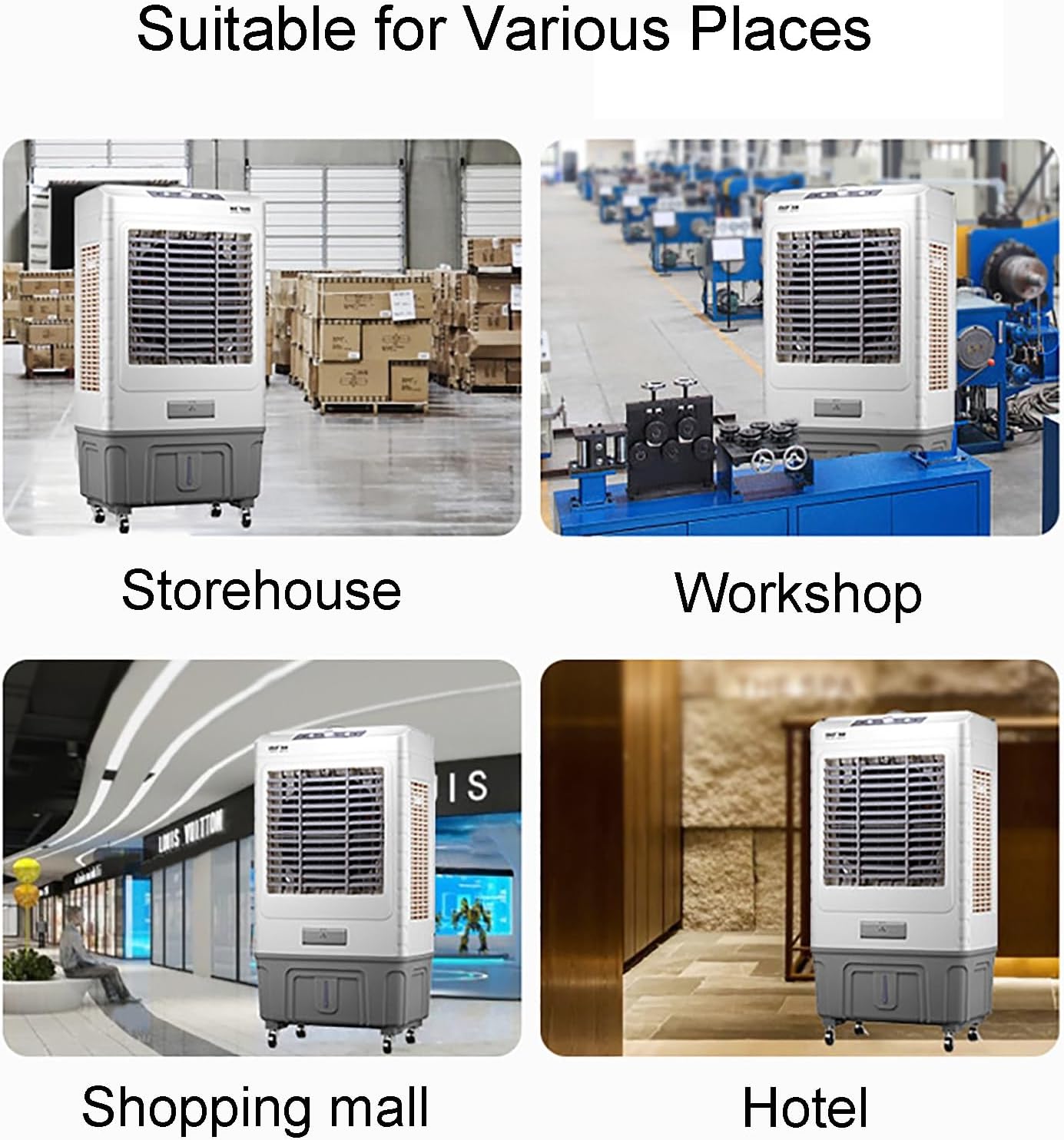 Ventilateur Refroidisseur D'air Par évaporation Commercial, Refroidisseur D'air Portable à 3 Vitesses Avec Oscillation à 120°, Climatiseur 3 En 1, Grand Réservoir D'eau P