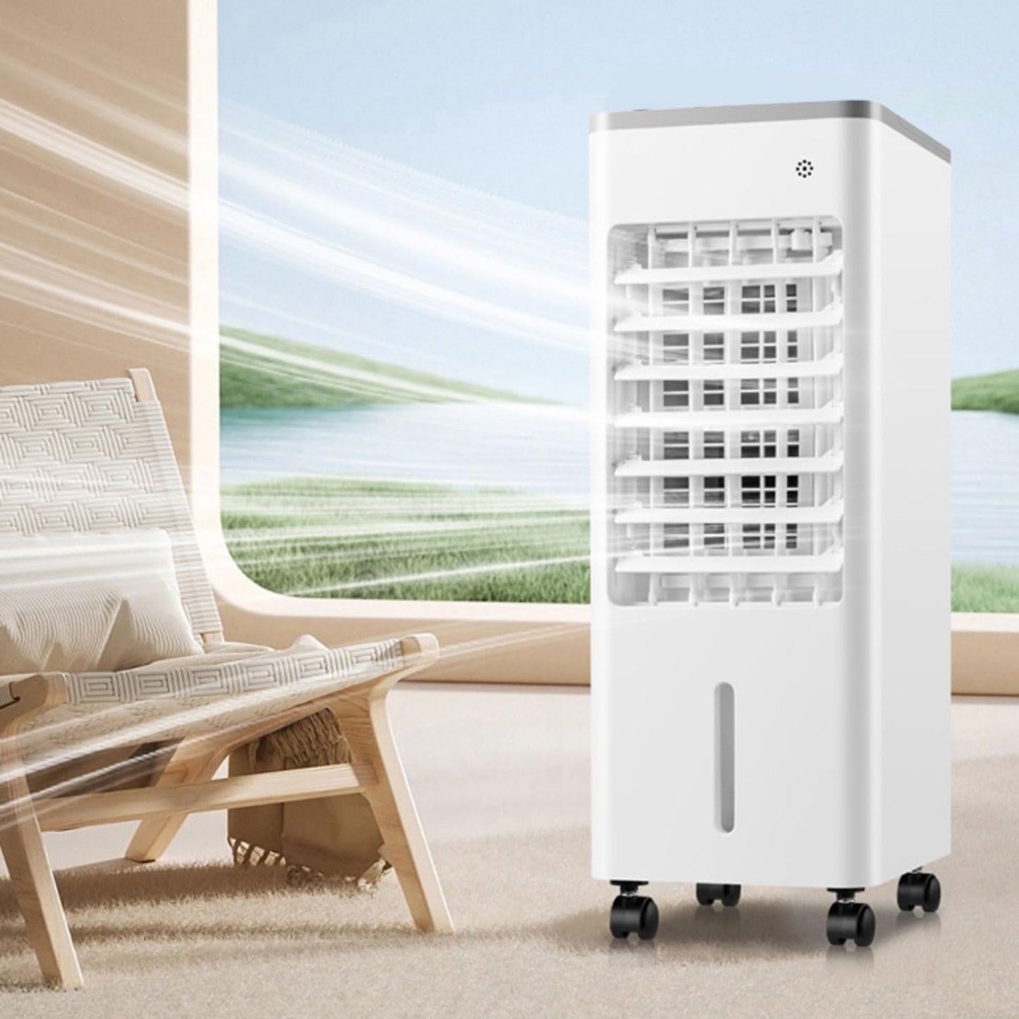 GENERIC Climatiseurs Portables Sans Fenêtre 9L Refroidisseur D'air évaporatif LED Affichage Portable Ventilateur De Refroidissement Purificateur D'air 3 Vitesses 90°Oscillant 8H Minuterie Refroidissement AC U
