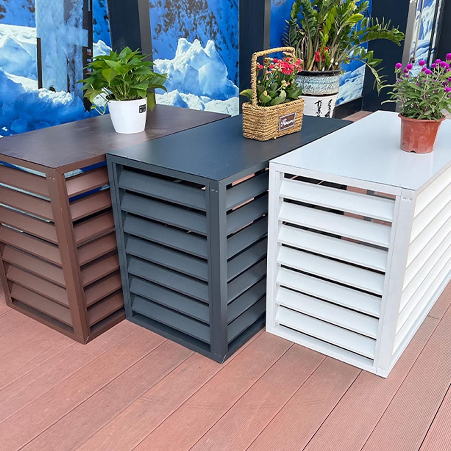 GENERIC Housse De Protection Pour Climatiseur – Protection Décorative En Aluminium Pour Pompe à Chaleur Extérieure Et Maison – Clôture élégante Pour Unités De Climatisation Et Résistant Aux Intempéries