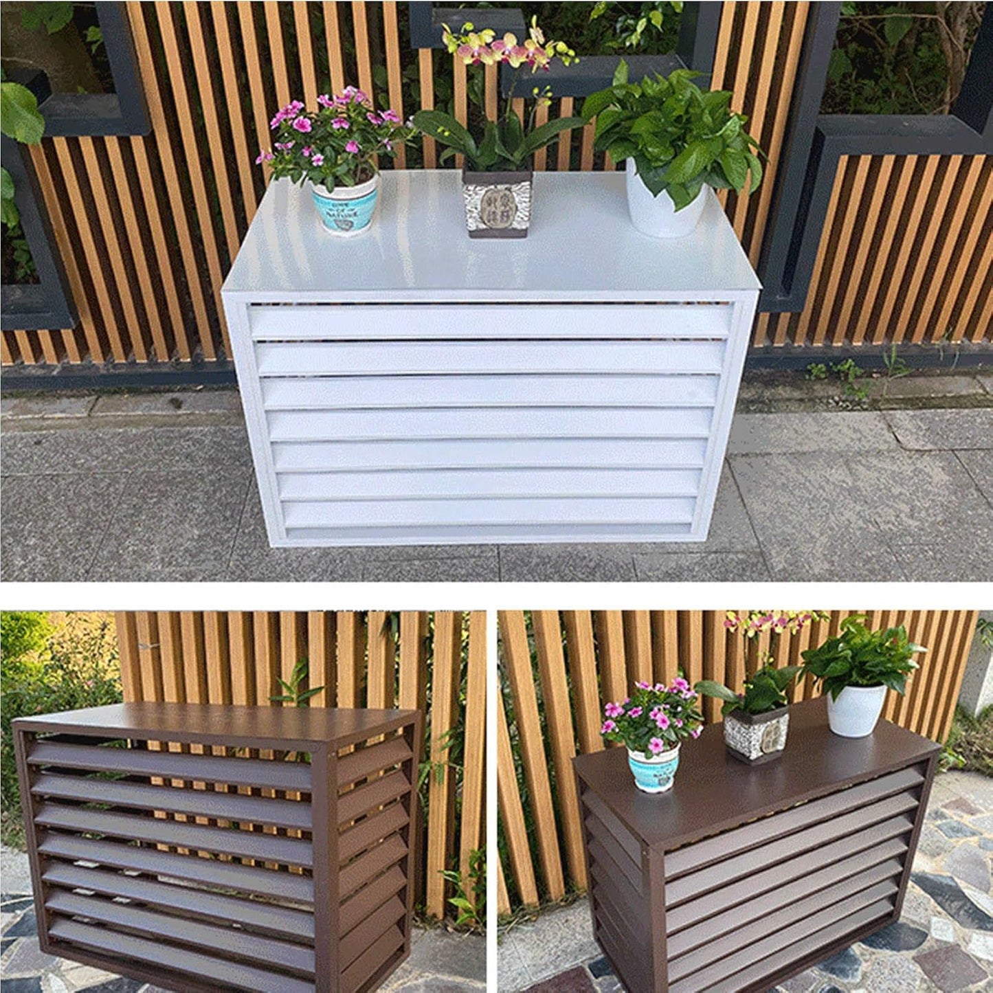 Mini Housse De Climatiseur Fendue En Aluminium Pour Protection Hivernale, Réduction Du Bruit, étagère De Support Pour Plantes, Protège Votre Unité De Climatisation Extérieure