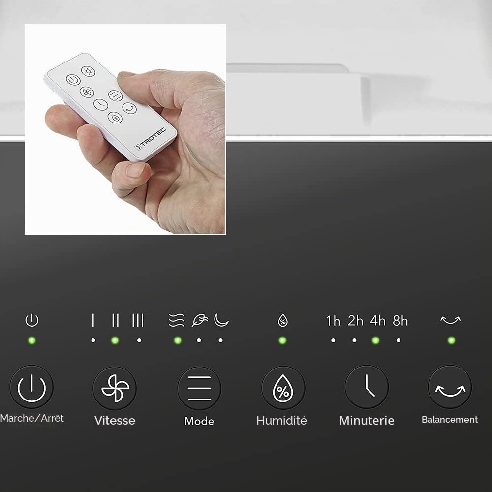  TROTEC Rafraîchisseur D'Air 4-en-1 PAE 31 - Technologie Turbospin 1000 M³/h, Portée 10m, Refroidisseur, Ventilateur, Humidificateur Et Purificateur, Réservoir 6L, Oscillation 360°, Jusqu'à 26 M²