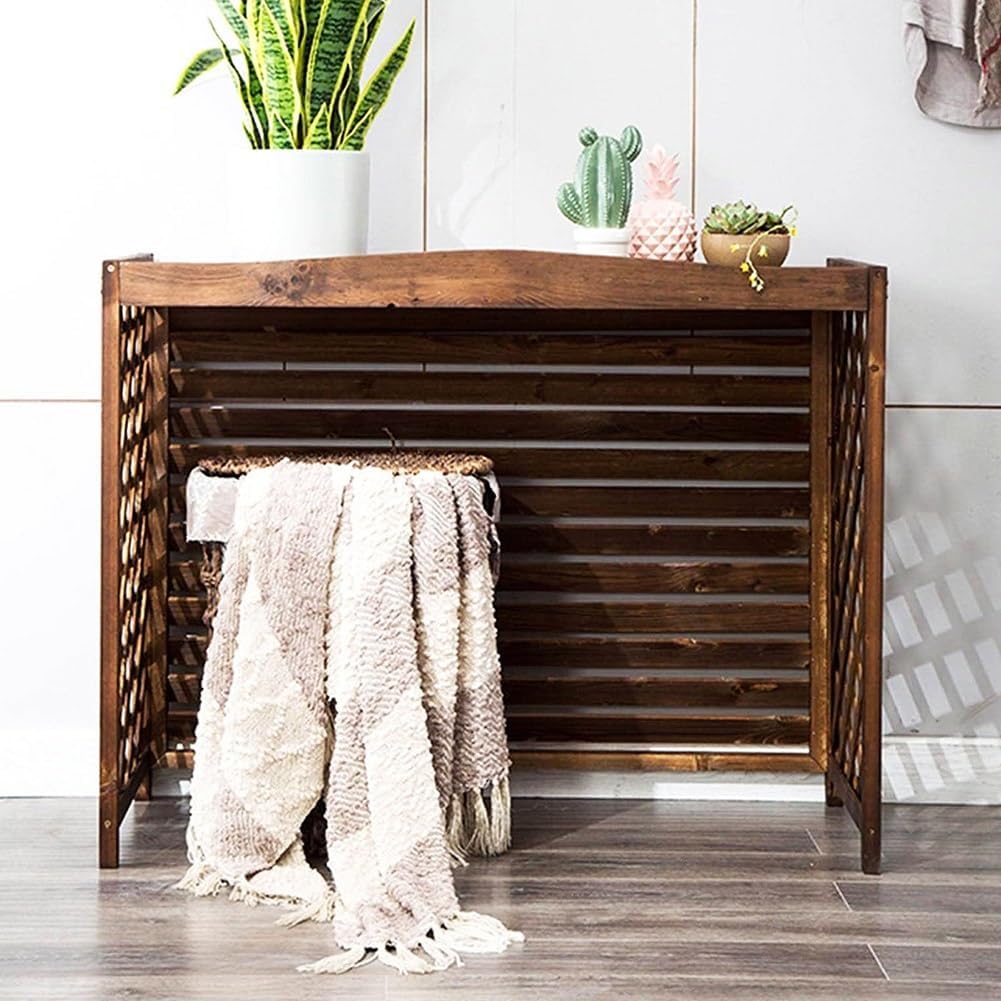 GENERIC Grand Support En Bois Massif Pour Climatiseur – Clôture En Bois épais Pour Unité Extérieure – Housse élégante Pour Dissimuler L'unité De Climatisation Et Résistante Aux Intempéries