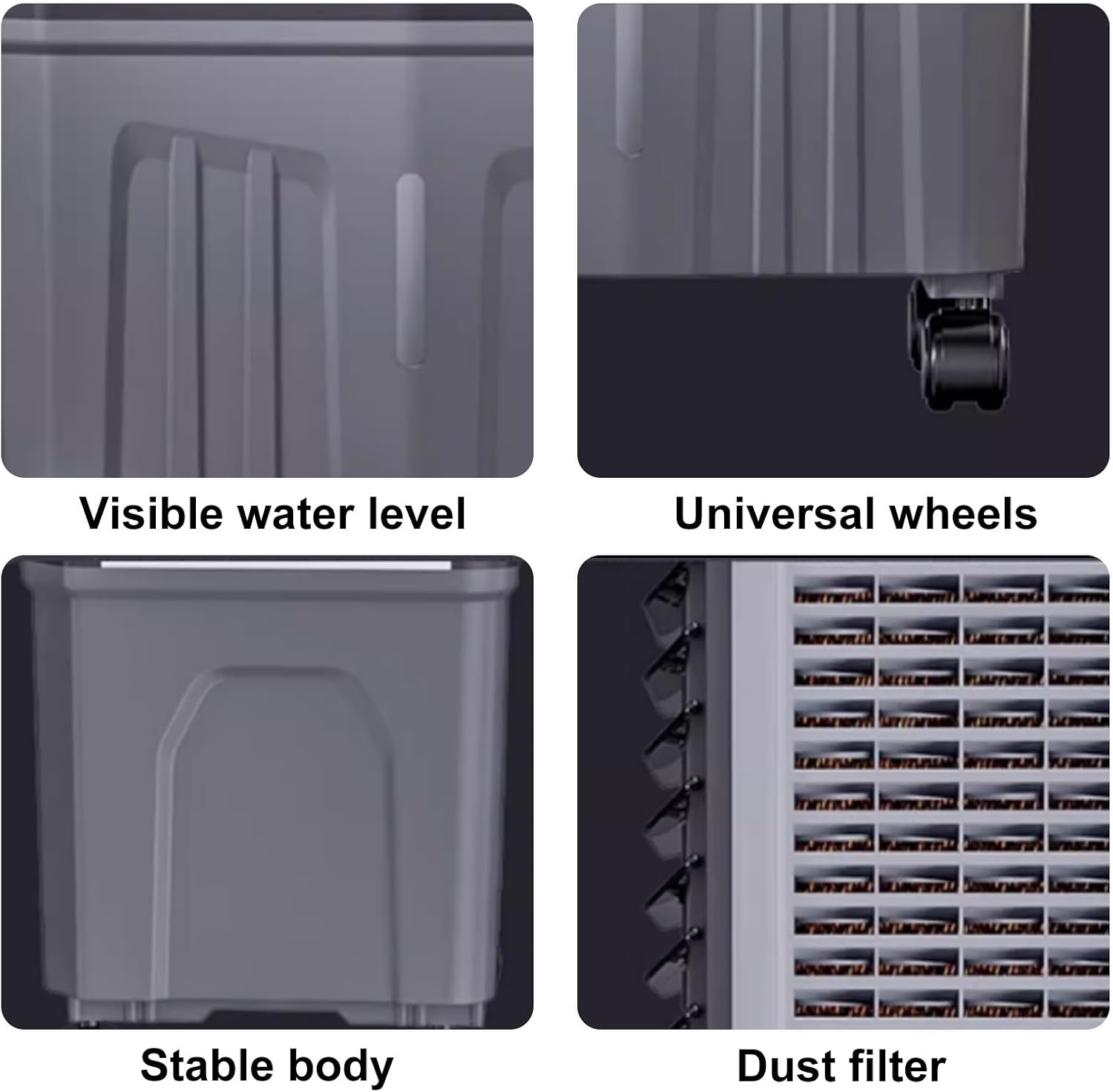 GENERIC Réservoir De Refroidisseur D'évaporation Portable 45L, Ventilateur De Climatiseur 3 En 1 Avec Paquets De Glace, Humidificateur à Grande Vitesse Pour Le Bureau à Domicile, Grande Capacité D'eau, Roues