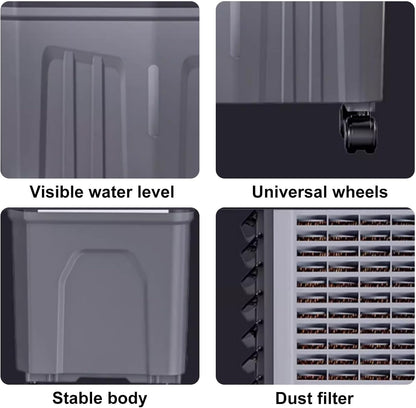 GENERIC Réservoir De Refroidisseur D'évaporation Portable 45L, Ventilateur De Climatiseur 3 En 1 Avec Paquets De Glace, Humidificateur à Grande Vitesse Pour Le Bureau à Domicile, Grande Capacité D'eau, Roues