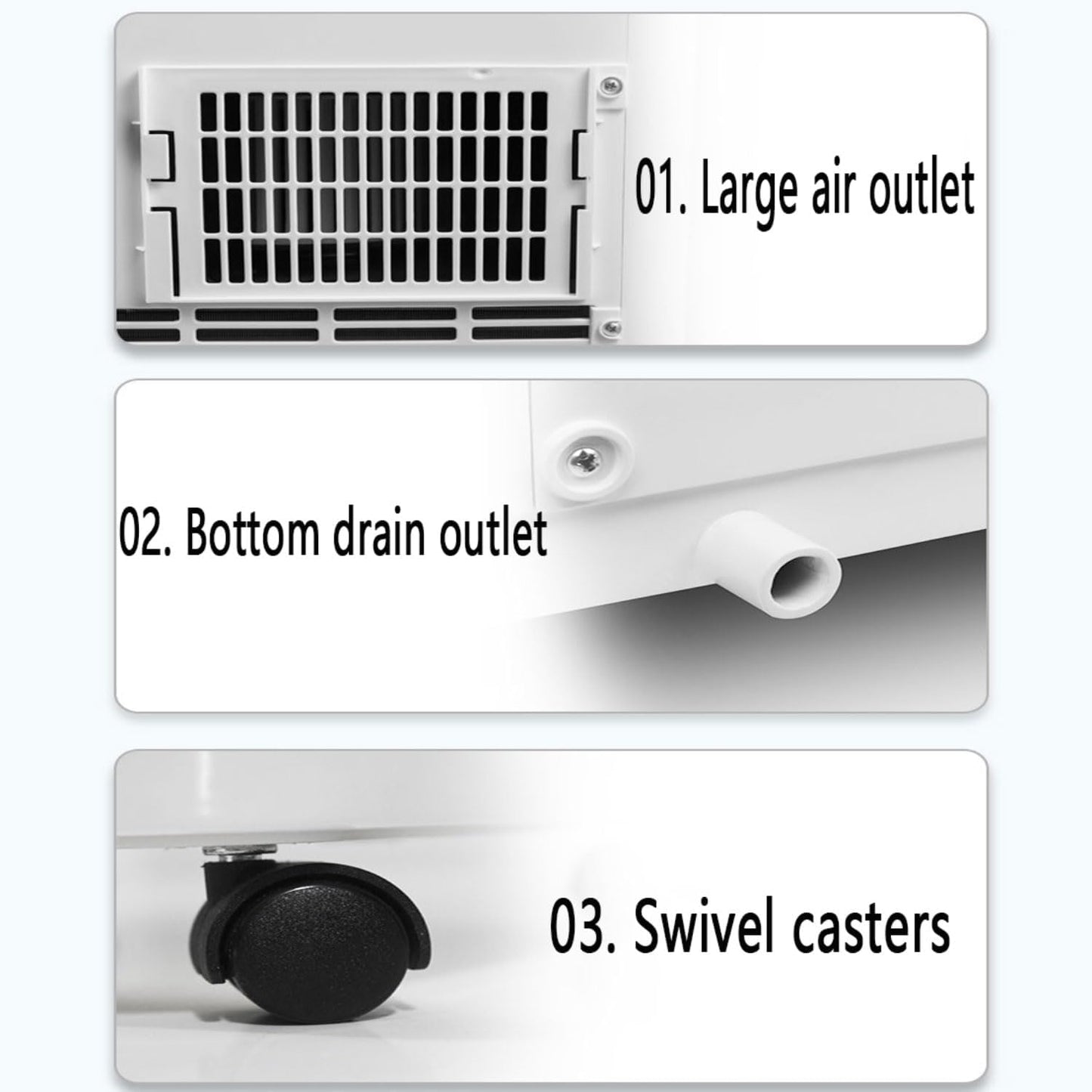  Climatiseur Portable, Unité Intelligente Intelligente AC Silencieuse Avec Déshumidificateur Cool Et Modes Ventilateur, Pour La Pièce Jusqu'à 350 Pieds Carrés, Télécommande, Minuterie 24H, Kit D'instal