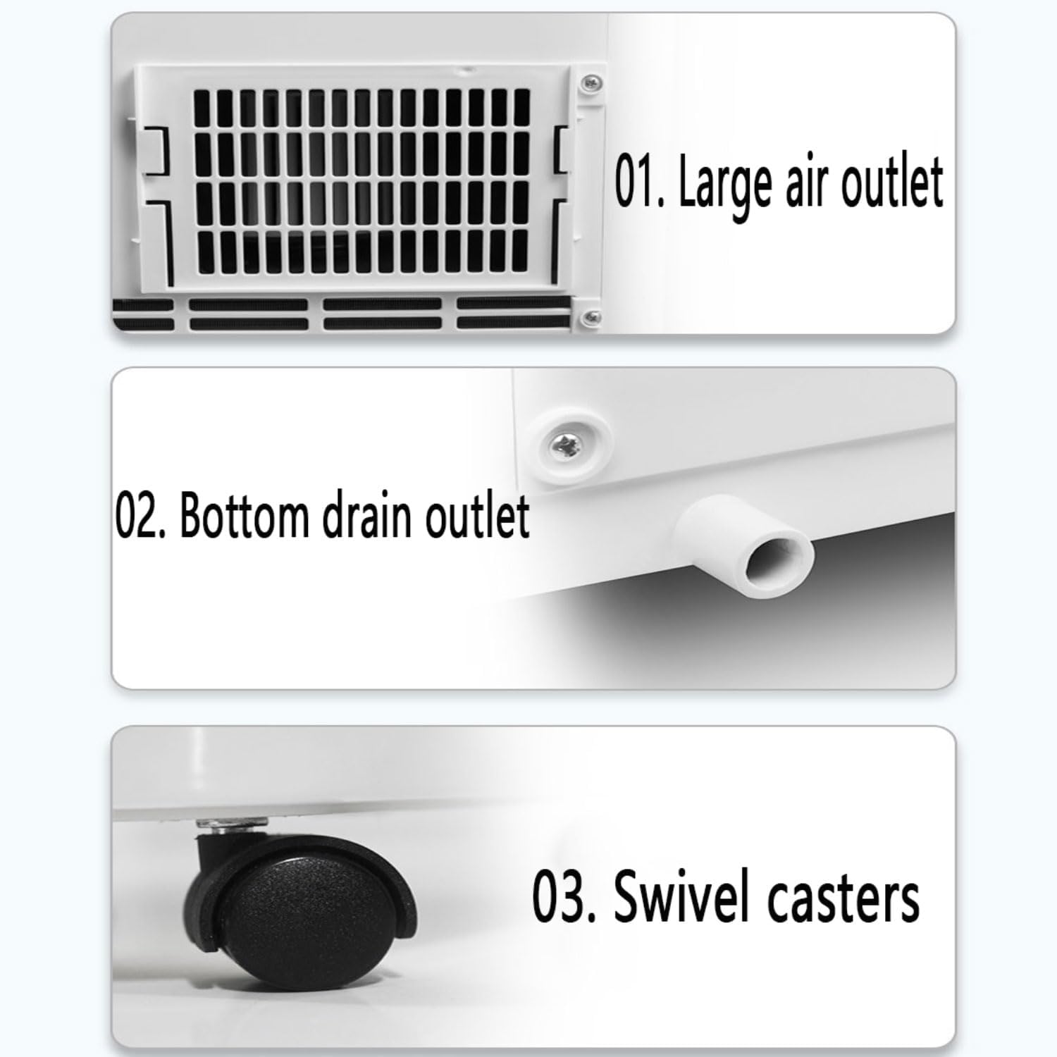  Climatiseur Portable, Unité Intelligente Intelligente AC Silencieuse Avec Déshumidificateur Cool Et Modes Ventilateur, Pour La Pièce Jusqu'à 350 Pieds Carrés, Télécommande, Minuterie 24H, Kit D'instal