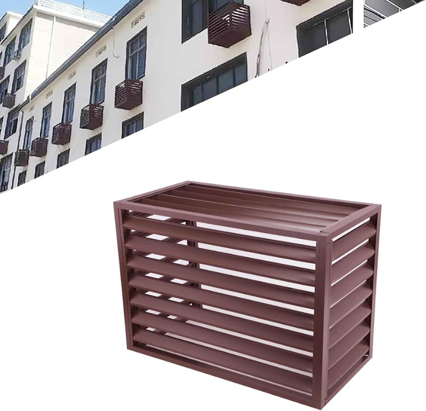  1.5P Climatiseur Mural Aluminium Composite Caisson Anti Bruit Pompe A Chaleur Support Climatiseur Exterieur Cache Clim,Étanche À La Poussière Et À L'eau Pour Intérieur Extérieur Support