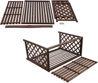  Housse De Climatiseur En Bois - Écran Décoratif Imperméable Pour Climatiseurs Et Pompes à Chaleur 115 X 54 X 95 Cm Marron Antirouille Résistant à La Corrosion Support Pou