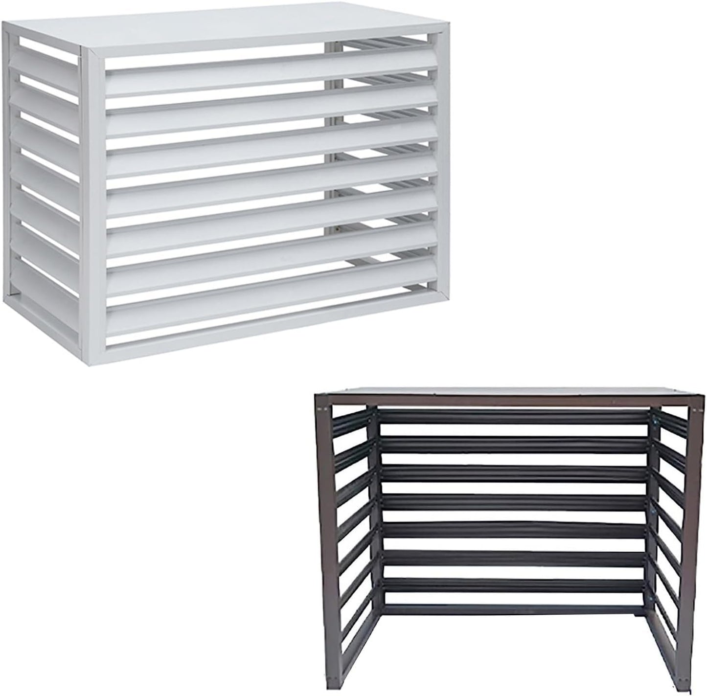 GENERIC Étagère à Fleurs En Bois Massif Pour Climatiseur En Aluminium Robuste Avec écran D'intimité, Anti-vol, Facile à Installer, Blanc, Taille 1,5P, Housse De Climatiseur D'extérieur De Qualité Supérieure