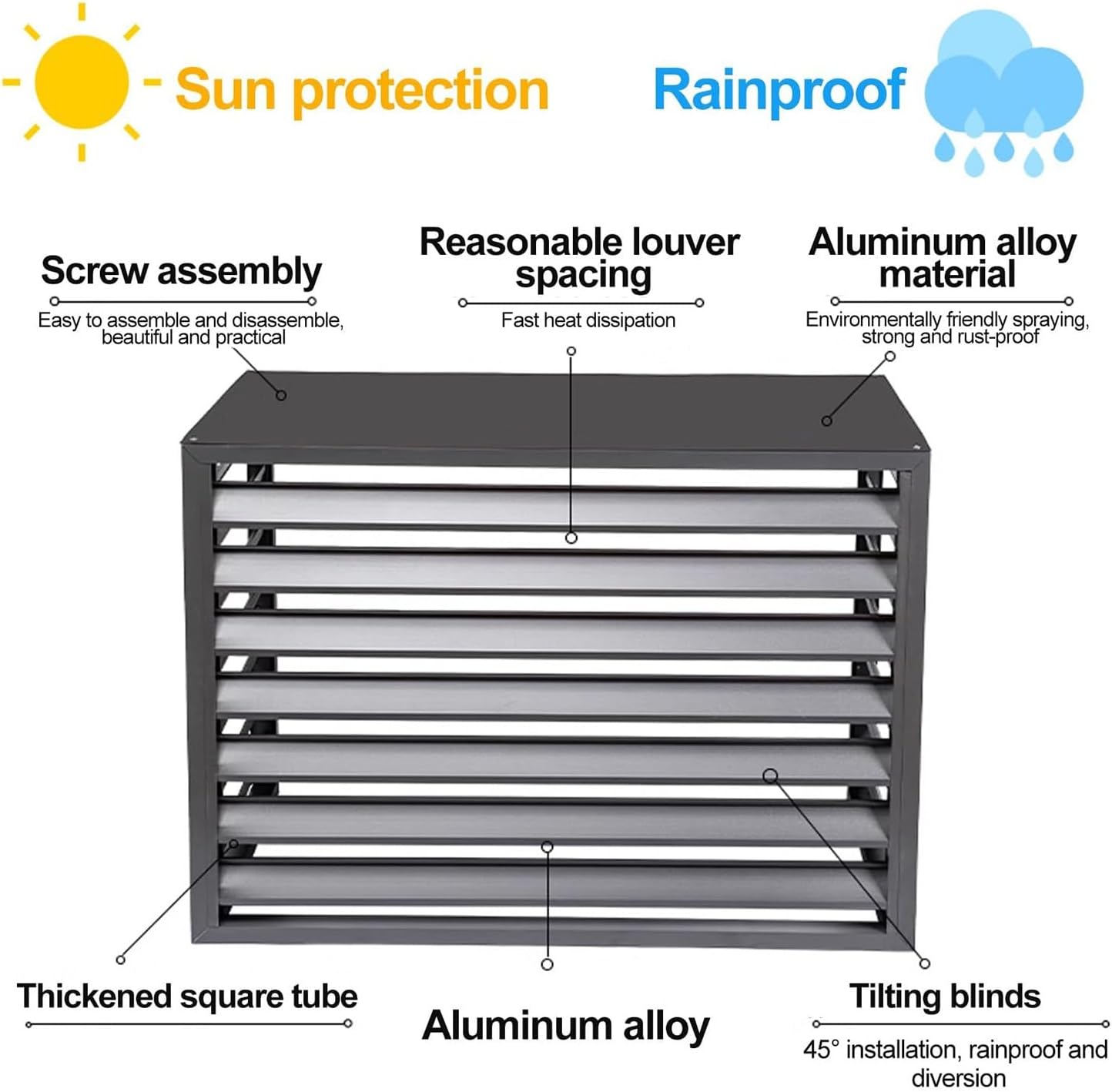 GENERIC Housse En Aluminium à 4 Panneaux Pour Climatiseur D'extérieur Et Poubelle Blanc 110 X 60 X 80 Cm