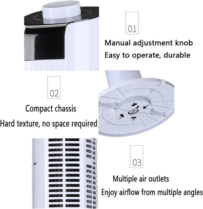 GENERIC Ventilateur De Tour Portable Avec Télécommande, 60° Circulateur D'air Oscillant, Ventilateur De Refroidissement Silencieux Pour Le Bureau à Domicile, Affichage LED, 3 Vitesses, Minuterie 12H, Concepti