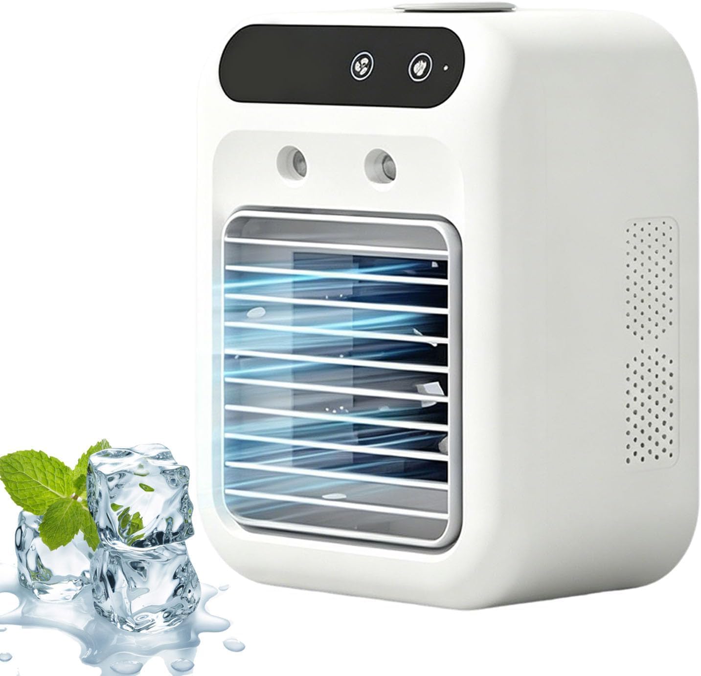  Ventilateur De Climatisation Portable,capacité 500ml, Silencieux Portable 4 En 1, Double Vitesse Du Vent, Double Mode De Pulvérisation, Idéal Pour Le Bureau Et La Chambre à Coucher (Blanc)
