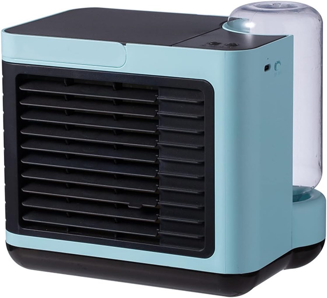  DieffematicKTY Climatiseur Mobile Air Conditioning Air Cooler Negative ION Air Cooler Mini Three-Speed Mode Cooling Fan Charging Home Desktop Air Conditioner (Color : Blue)