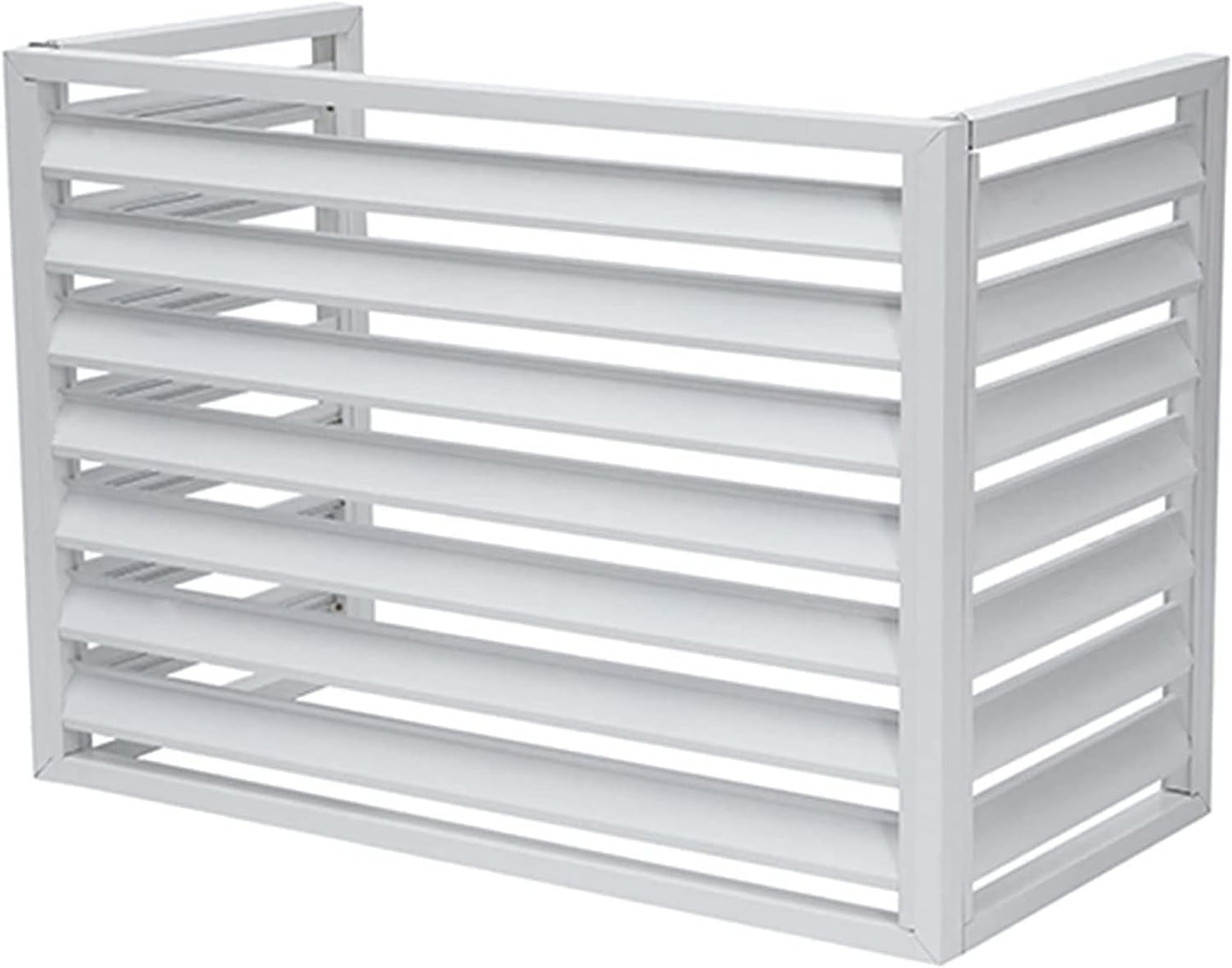  Housse Pour Climatiseur Extérieur – Clôture En Aluminium Robuste Avec étagère à Persiennes Pour Balcon, Jardin – Protection De L'intimité – Blanc (3 Côtés, 110 X 80 X 60 Cm)