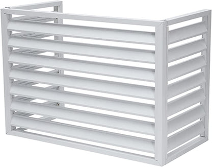  Housse Pour Climatiseur Extérieur – Clôture En Aluminium Robuste Avec étagère à Persiennes Pour Balcon, Jardin – Protection De L'intimité – Blanc (3 Côtés, 110 X 80 X 60 Cm)