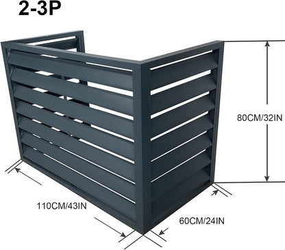 GENERIC Housse En Aluminium Pour Climatiseur – Protection Pour Pompe à Chaleur Extérieure Et Intérieure – Clôture Grise élégante Pour Dissimulation – Matériau Extérieur Résistant Aux Intempéries