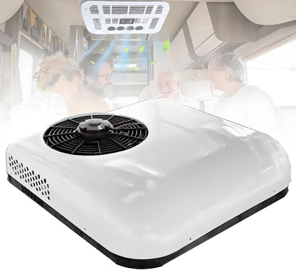  Unité De Climatisation De Toit Pour Camions RVs, 8800BTU Chauffage De Refroidissement, Inverseur Tech Quiet ≤45dB, Télécommande, Carrosser En ABS Durable Pour Camping-cars Vans Machines De Constructio