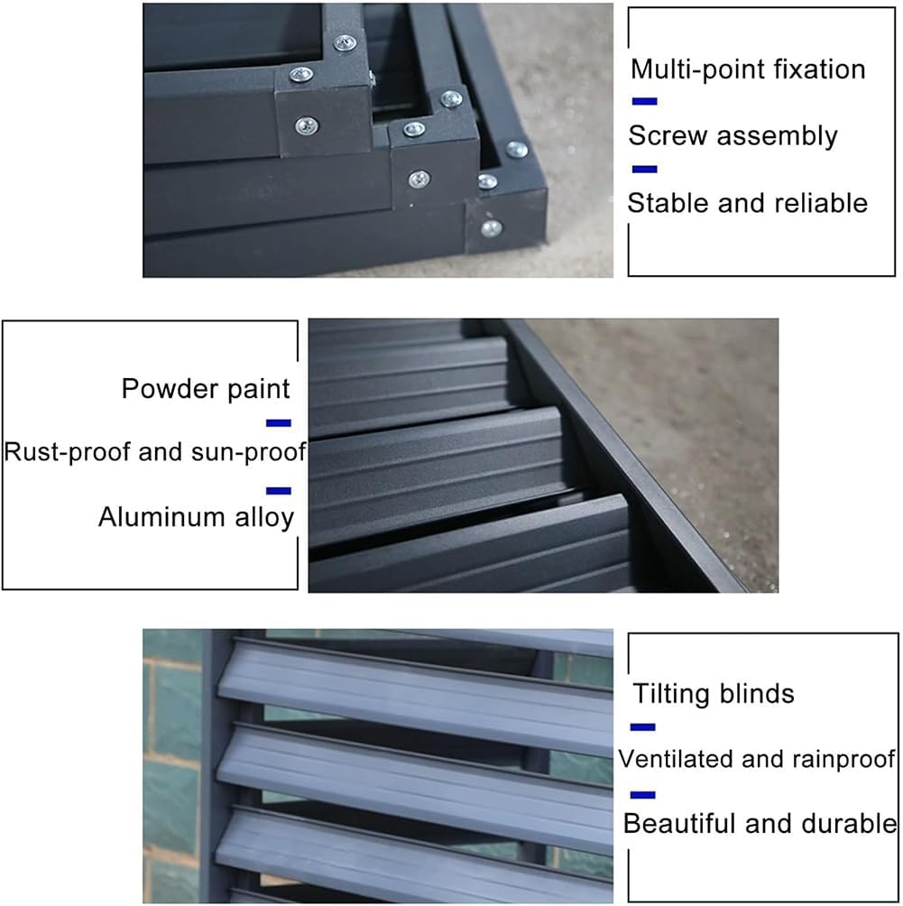GENERIC Housse Pour Climatiseur Et Pompe à Chaleur, écran De Clôture En Aluminium Avec 3 Panneaux Pour Unités Extérieures Ou Intérieures, 110 X 80 X 60 Cm, Blanc