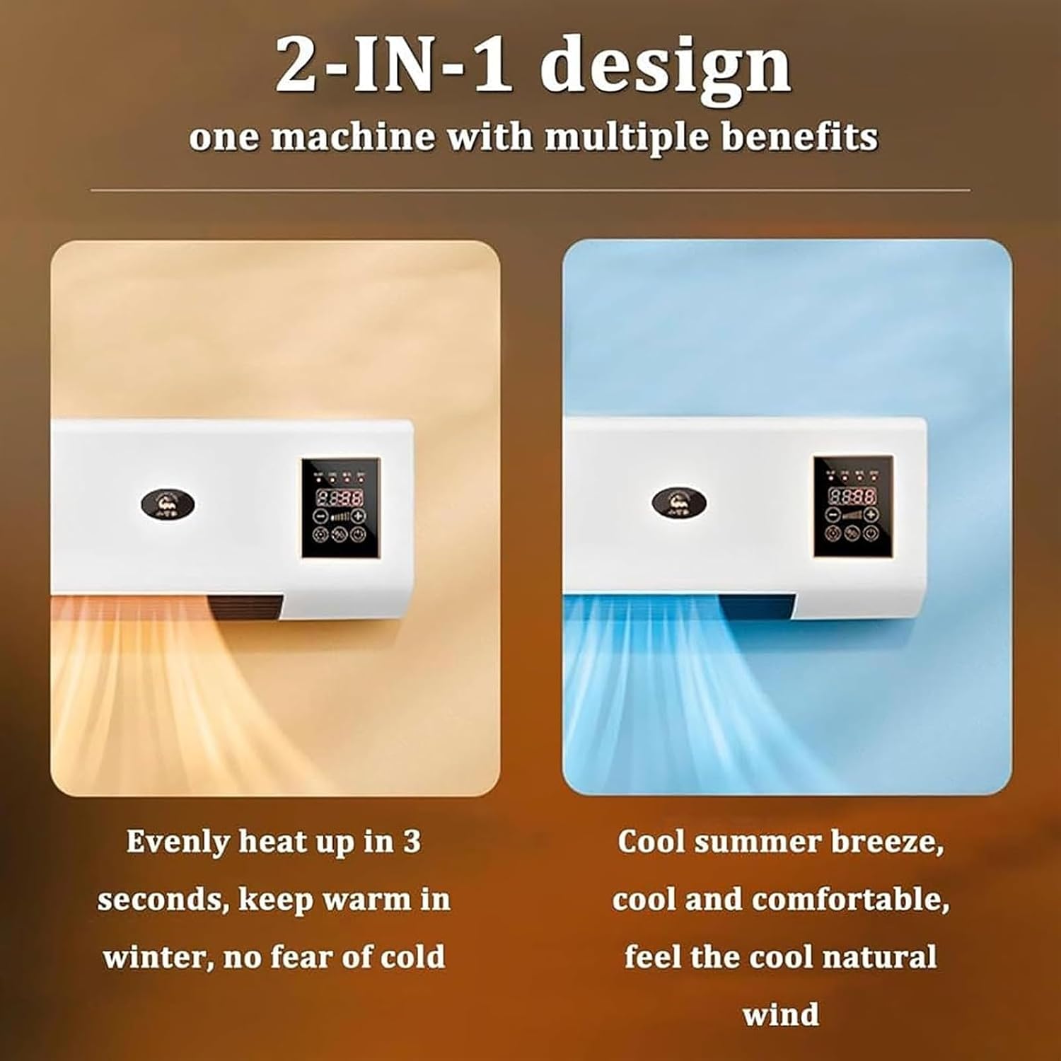  Ventilateur De Climatisation à Fente, Portable, Mural, Froid Et Chaud, 2-en-1, Super Silencieux Avec Télécommande, Idéal Pour La Maison, Bureau, Chambre à Coucher