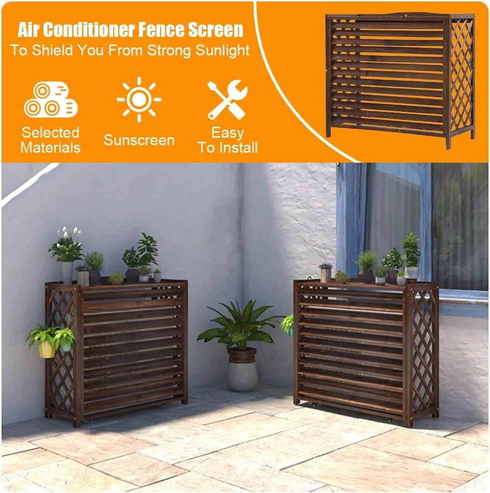  Housse De Climatiseur D'extérieur En Bois Et Clôture élégante Pour Pompe à Chaleur Et Unités AC Tailles : 81 X 30 X 72 Cm 115 X 54 X 95 Cm 96 X 40 X 89 Cm
