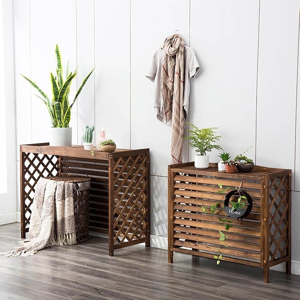 GENERIC Grand Support En Bois Massif Pour Climatiseur – Clôture En Bois épais Pour Unité Extérieure – Housse élégante Pour Dissimuler L'unité De Climatisation Et Résistante Aux Intempéries