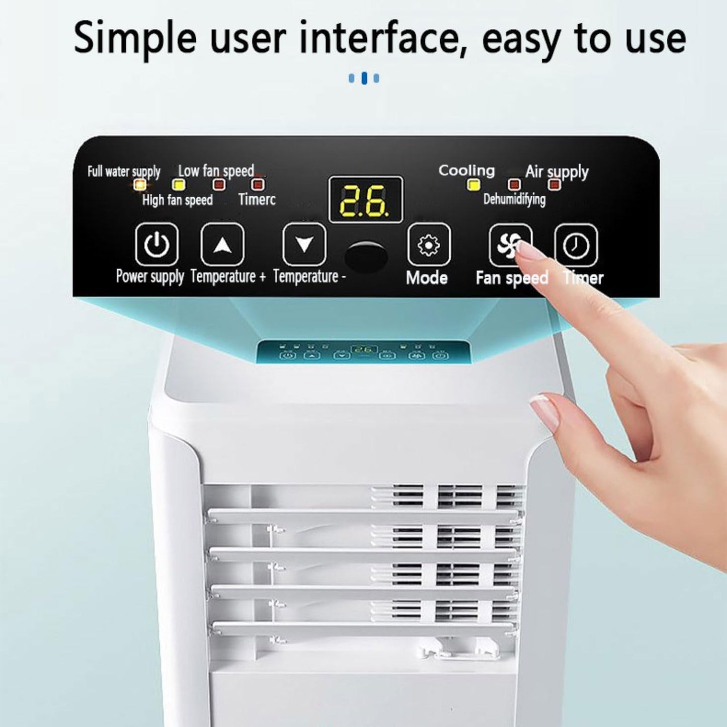  Climatiseur Portable, Unité Intelligente Intelligente AC Silencieuse Avec Déshumidificateur Cool Et Modes Ventilateur, Pour La Pièce Jusqu'à 350 Pieds Carrés, Télécommande, Minuterie 24H, Kit D'instal