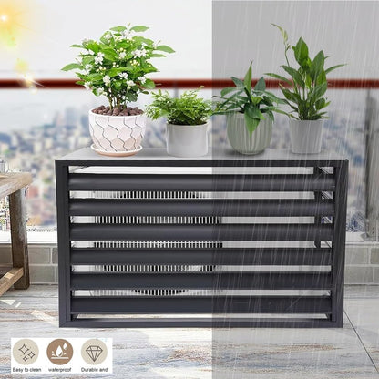  Housse De Protection En Aluminium Pour Climatiseur Extérieur, écran Décoratif Pour Climatiseur, Résistant Aux Intempéries, Gris, 110 X 60 X 80 Cm