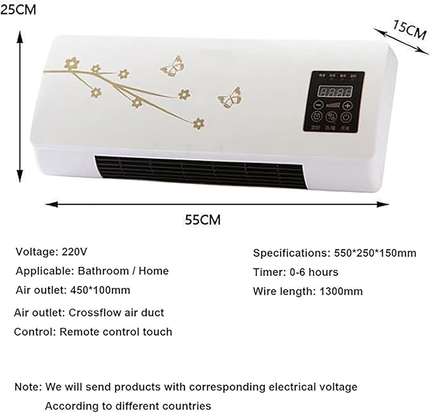  Climatiseur Portable Mural 2-en-1 2000 W | Refroidissement/chauffage Naturel Rapide | Ultra Silencieux For Les Chambres(B)
