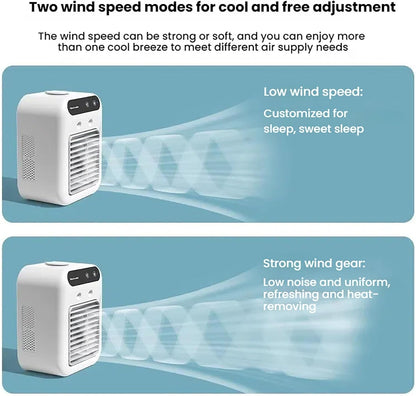  Ventilateur De Climatisation Portable,capacité 500ml, Silencieux Portable 4 En 1, Double Vitesse Du Vent, Double Mode De Pulvérisation, Idéal Pour Le Bureau Et La Chambre à Coucher (Blanc)