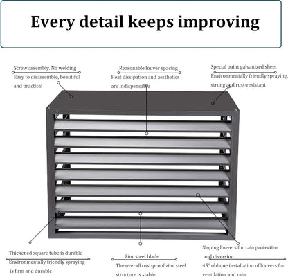 Housse De Climatiseur D'extérieur En Aluminium Résistant Aux Intempéries – Bouclier Décoratif Pour Unités AC Et Poubelles – Protection Pour équipement Et Unités D'extérieur