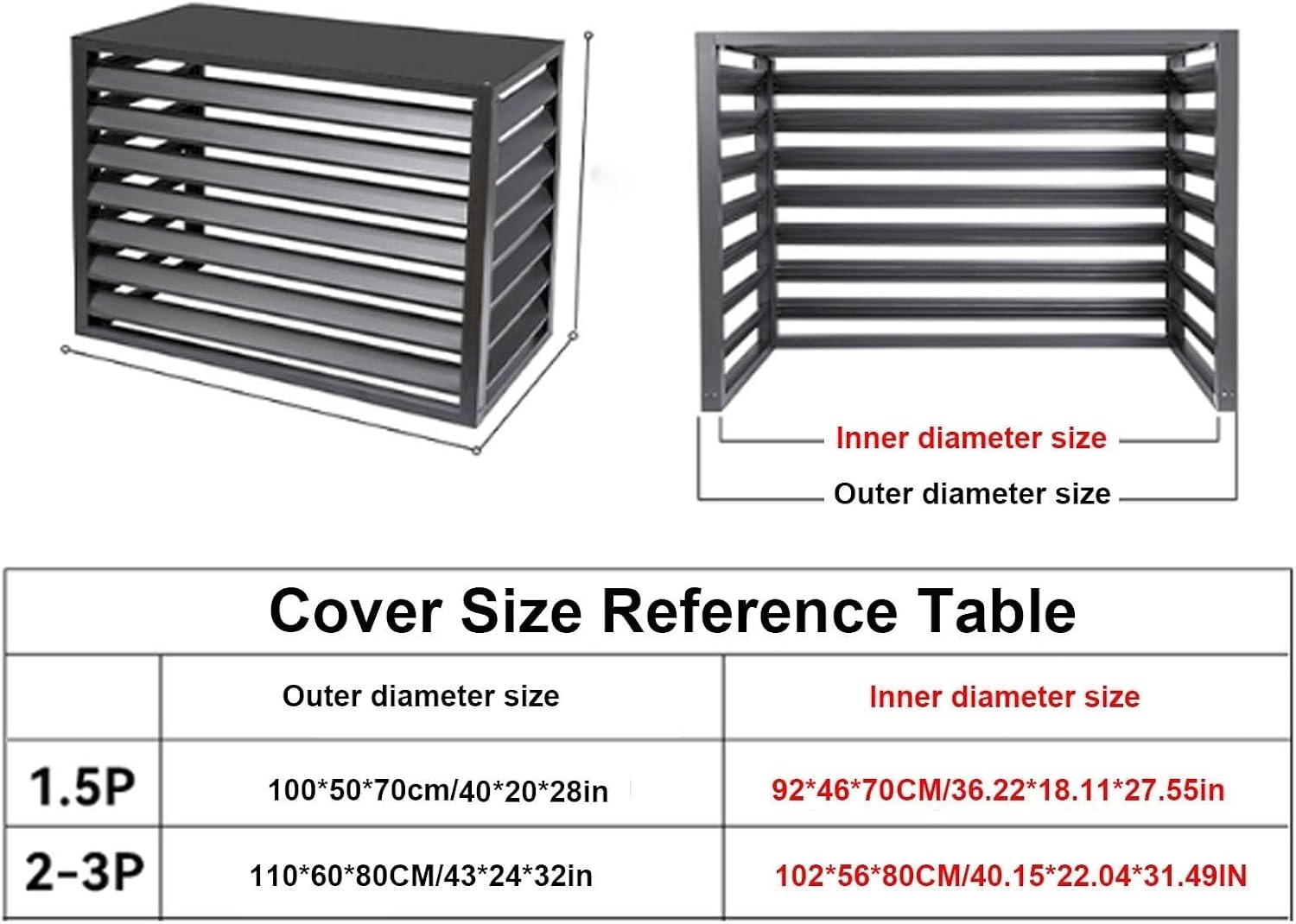GENERIC Housse De Protection En Aluminium Pour Climatiseur Extérieur - Protection Contre Le Bruit - Résistant Aux Intempéries - Design Plat Pour Toutes Les Saisons