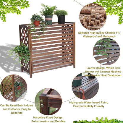  Clôture De Confidentialité Pour Climatiseur Extérieur, Protection Pour Pompes à Chaleur En Bois De Jardin, Support De Fleurs En Bois Massif Résistant Aux Intempéries, Ins
