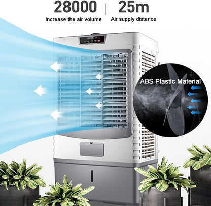 GENERIC Refroidisseur D'air évaporatif Portable, Ventilateur à 3 Vitesses Avec Oscillation à 120 °, Réservoir 55L Pour Les Bureaux à Domicile, Fonctionnement Silencieux, Mobilité Facile, Solution De Refroidis