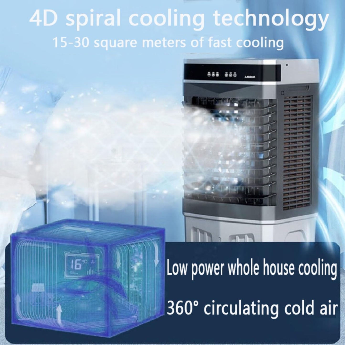 GENERIC Refroidisseur D'air évaporatif Portable, Ventilateur De Bureau à 3 Vitesses Avec Humidificateur, Machine à Brium Oscillant 120 Pour Le Climat Sec, Grand Réservoir D'eau Pour La Chambre De Bureau à Dom