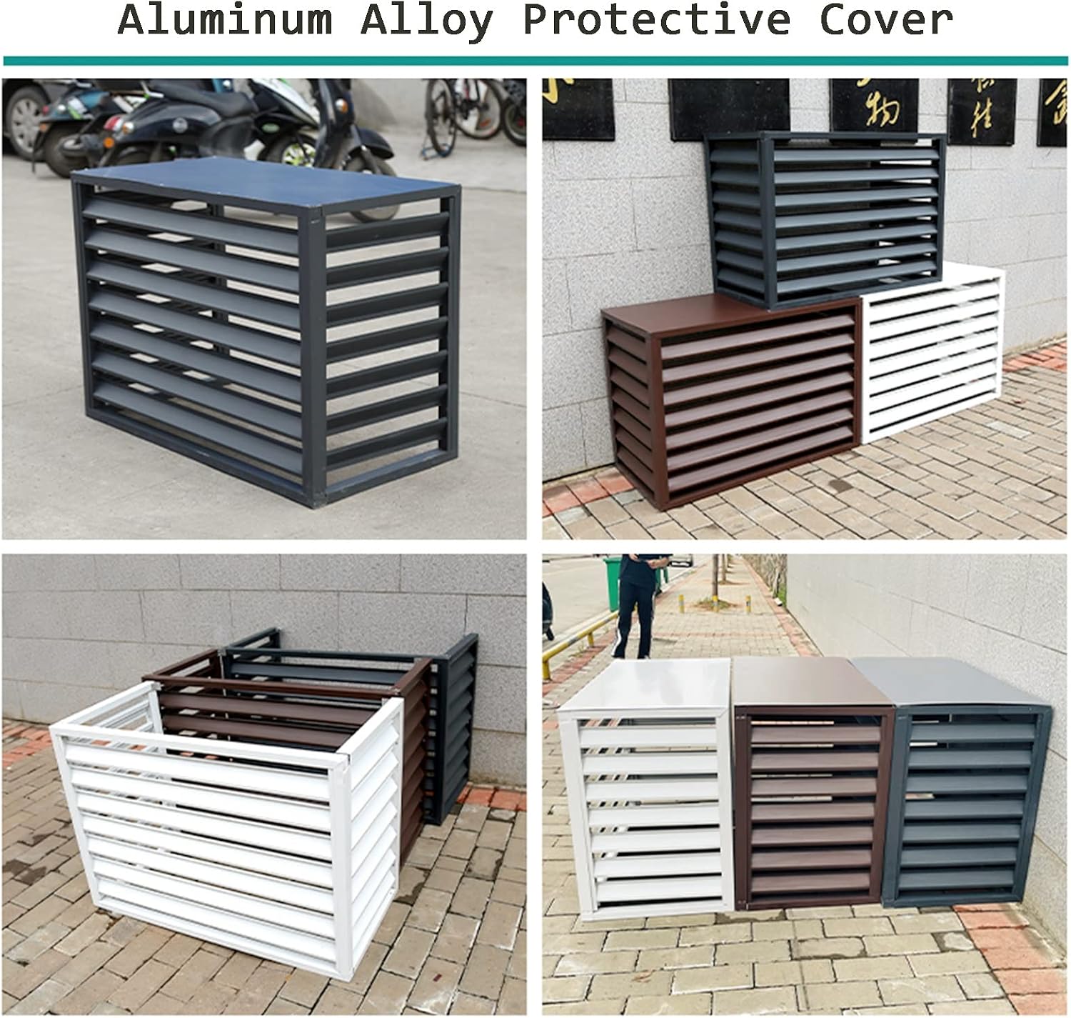  Housse De Protection Pour Climatiseur Extérieur En Aluminium Résistant Aux Intempéries - Clôture Décorative Autoportante Pour Unités AC Et Poubelles - Protection Contre Les Intempéries
