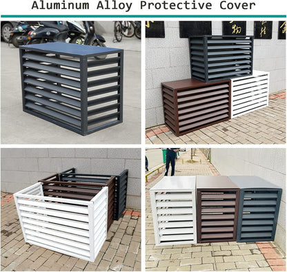 GENERIC Housse De Protection Décorative Pour Climatiseur Extérieur, Clôture D'intimité, Protection En Aluminium Toutes Saisons, Pour Unités Centrales De Climatisation, Boîtier Autonome Pour Poubelle Et Unité