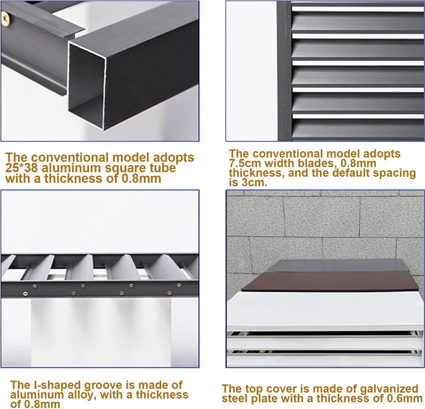GENERIC Mini Housse De Climatiseur Fendue En Aluminium Pour Protection De Pompe à Chaleur Extérieure, Clôture élégante Pour Dissimuler Les Unités, Résistante Aux Intempéries Pour Une Utilisation En Intérieur
