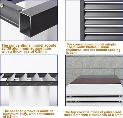 GENERIC Clôture D'intimité Et Housse De Pluie En Alliage D'aluminium Pour Climatiseur – Élégante, Résistante Aux Intempéries Pour Unité De Fenêtre Intérieur/extérieur – Gris