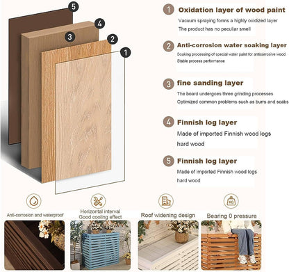 GENERIC Housse De Protection Pour Climatiseur D'extérieur En Bois – Capuche à Persiennes Et Support En Bois Massif Multifonction Pour Fleurs Taille A-105 X 45 X 95 Cm Protection Contre Les Intempéries