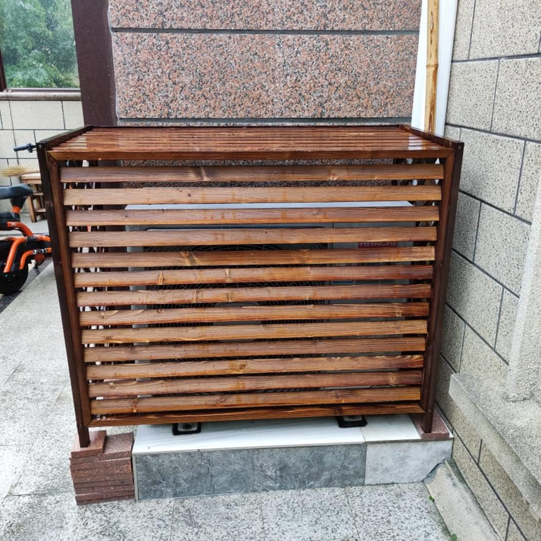  Écran De Protection Pour Climatiseur, Unité De Condensation, Housse Extérieure En Bois Pour Climatiseur, Support De Fleurs à Persiennes, Bois Massif/anticorrosion