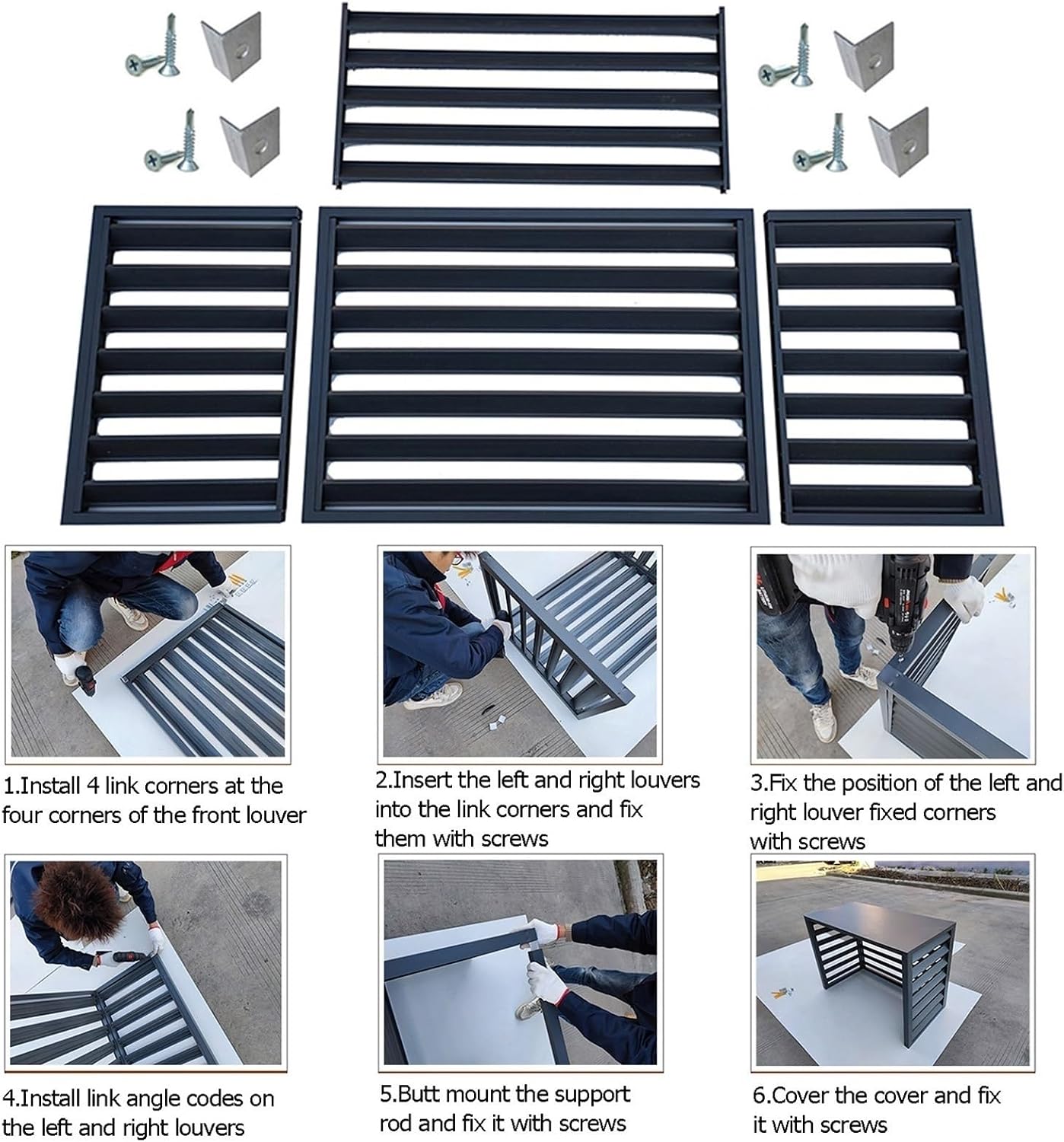 GENERIC Housse De Protection En Aluminium Pour Climatiseur – Clôture Décorative Pour Extérieur – Grille De Protection Pour Pompe à Chaleur – Pour Cour Et Terrasse