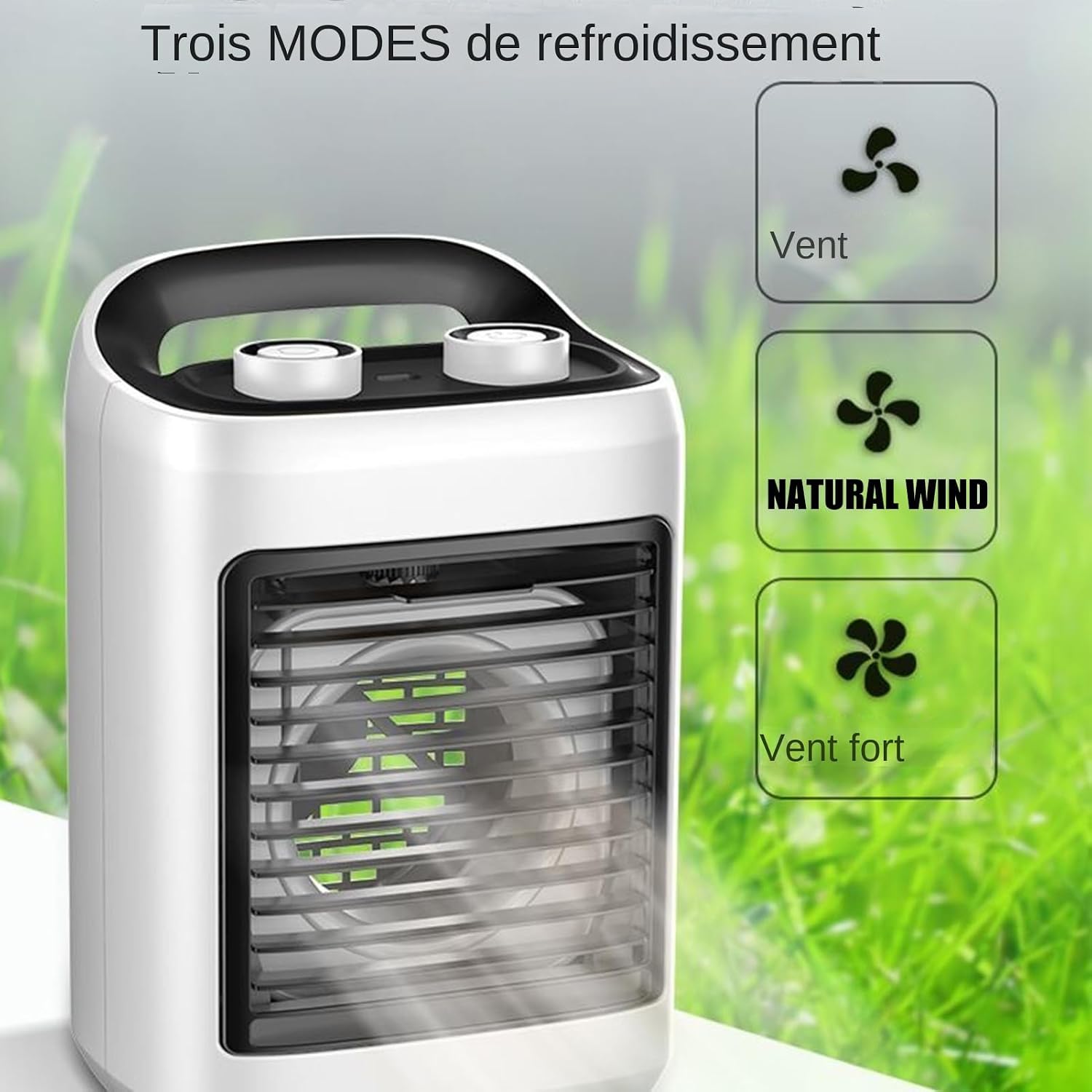  Ventilateur Climatiseur Portatif | Ventilateur D'Air Frais Pour Chambre,Modes Réglables Silencieux Avec Humidificateur - Rafraîchisseur D'Air Compact Pour Bureau Domicile Et Voyage