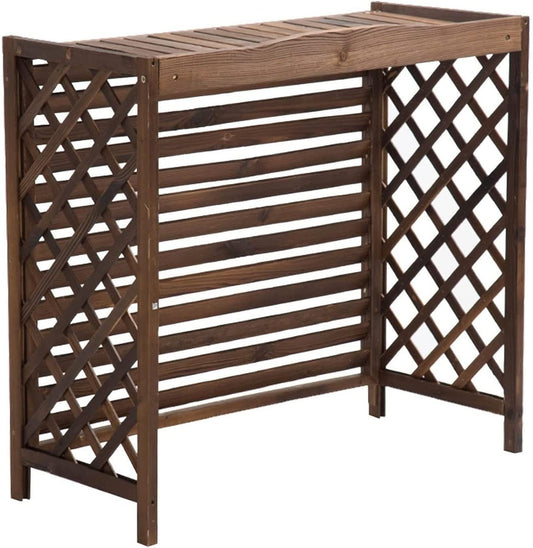 GENERIC Housse De Climatiseur Extérieur Et Boîtier De Pompe à Chaleur – Bois Massif, Poubelle, Support De Fleurs Avec Grilles De Protection Pour Cour Et Terrasse