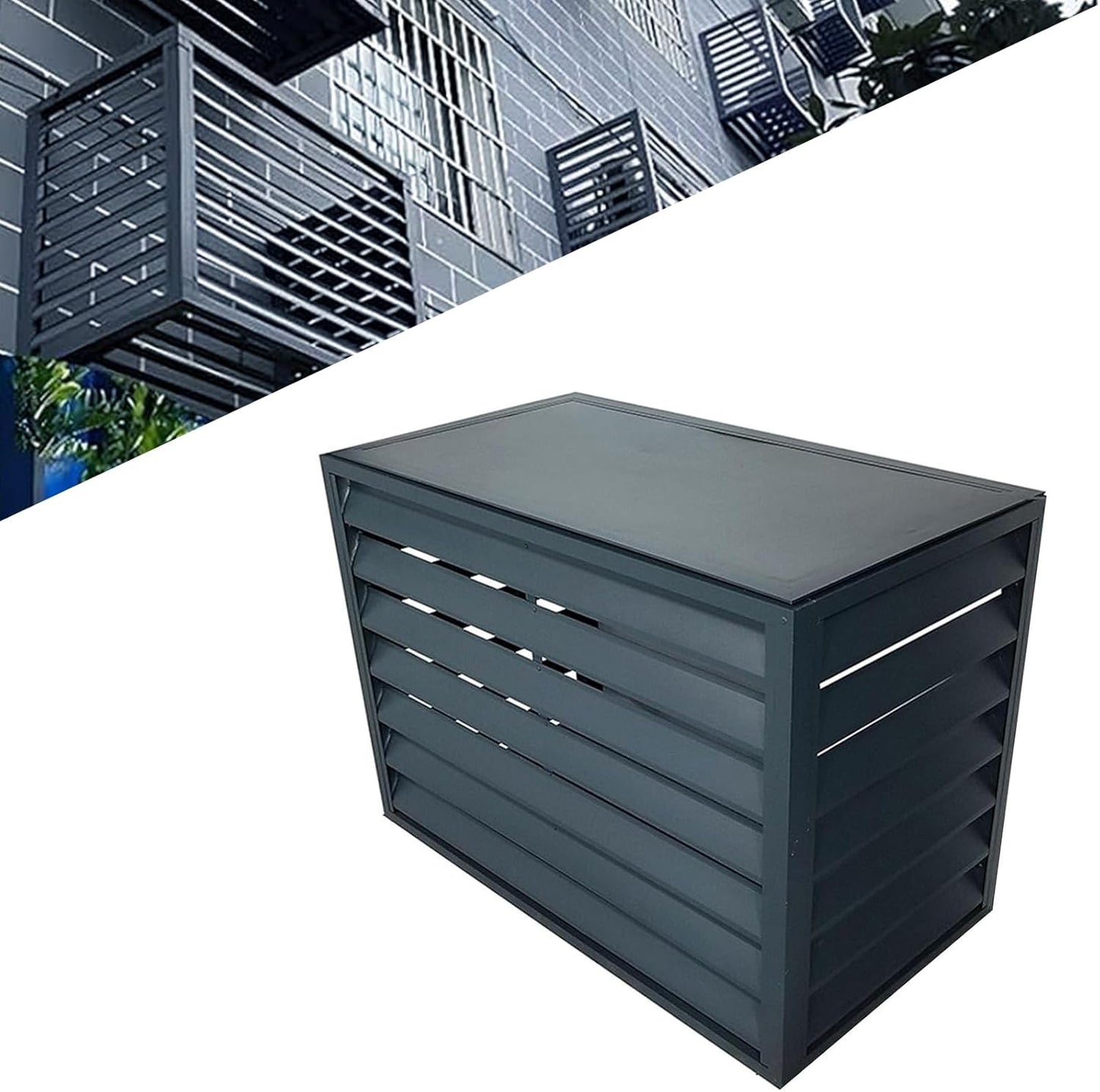  1.5P Climatiseur Mural Aluminium Composite Caisson Anti Bruit Pompe A Chaleur Support Climatiseur Exterieur Cache Clim,Étanche À La Poussière Et À L'eau Pour Intérieur Extérieur Support
