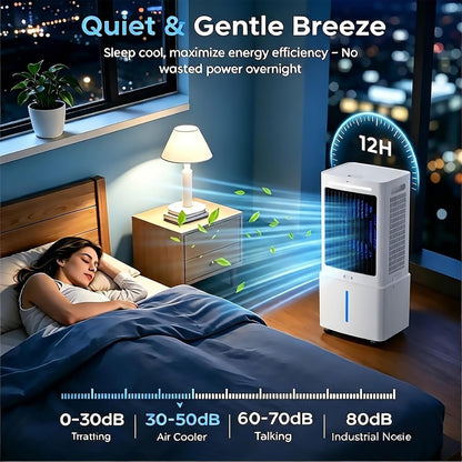  Mini Silencieux Climatiseur Portable 25L, Rafraîchisseur D'Air 3‑en‑1 Avec Télécommande, 3 Vitesses, Minuterie 12 H, Blocs Réfrigérants, Pour La Maison, La Terrasse, Le Garage Et Le Restaurant